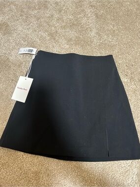 Sunday Best Black Mini Skirt with Subtle Front Seam